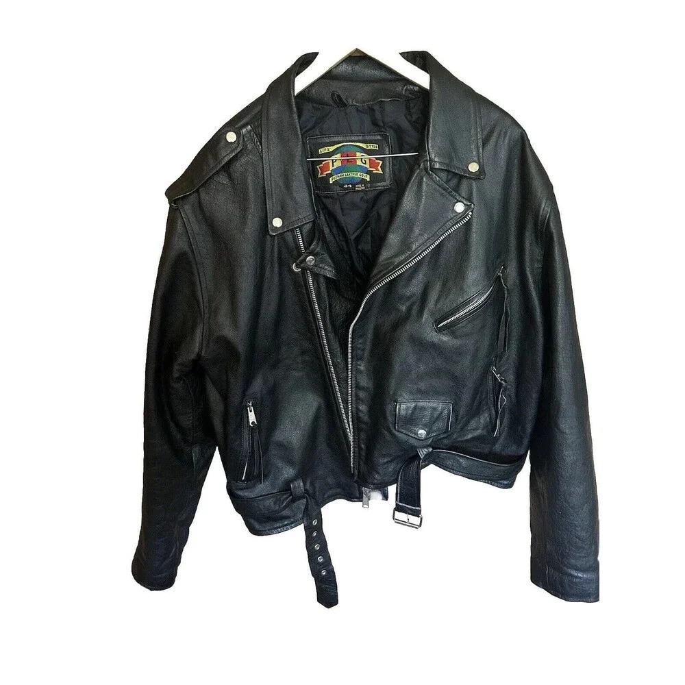 Vintage 80’s Putnam Leather Gold Motorcycle Cropped Jacket Size 54 L/XL Biker